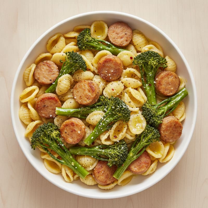 Chicken Sausage Orecchiette with Broccoli Rabe