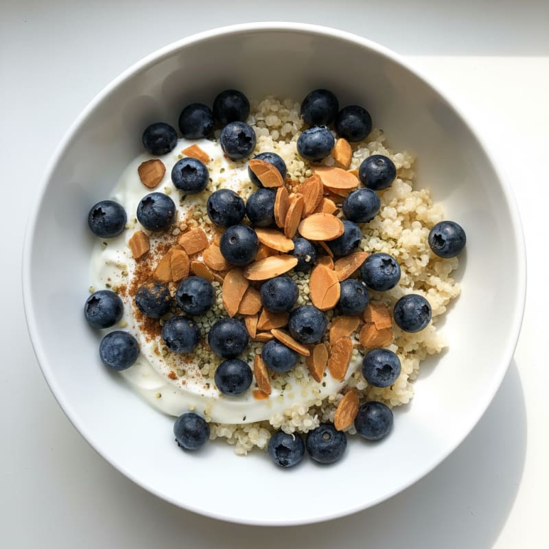 Berry Quinoa Breakfast Bowl with Almonds