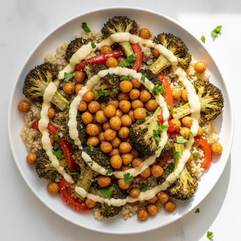 Roasted Vegetable and Chickpea Grain Bowl