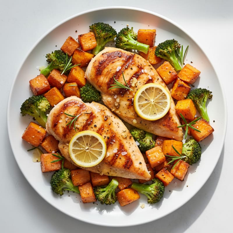 Lemon-Herb Chicken with Roasted Sweet Potatoes