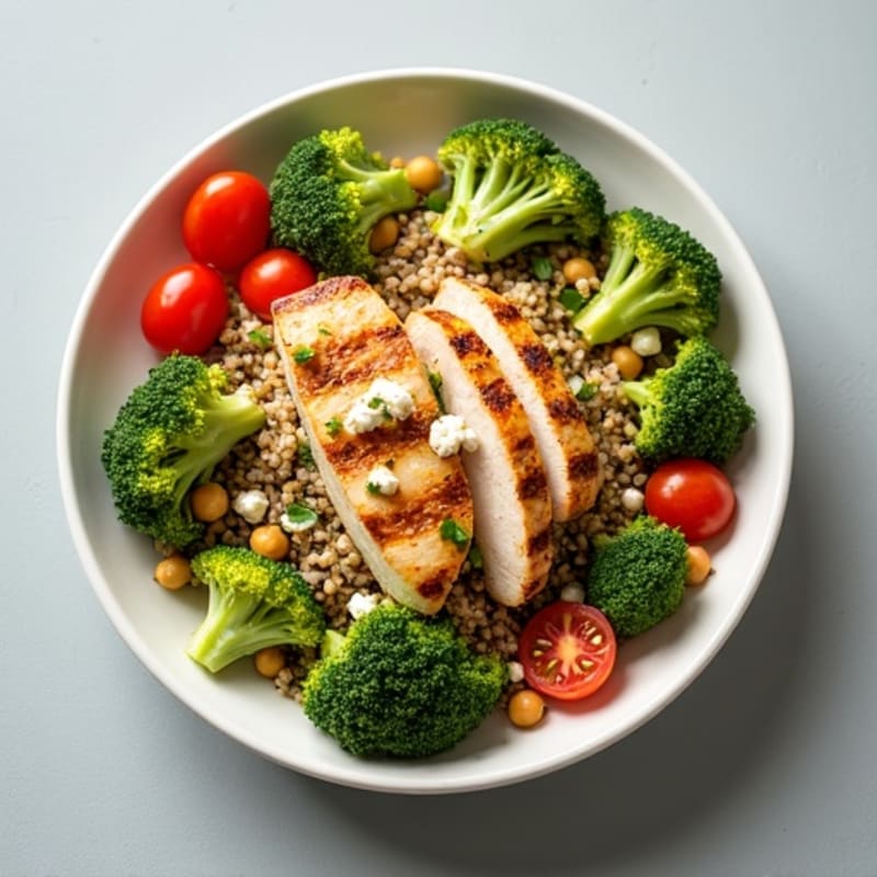 Grilled Chicken and Quinoa Power Salad with Roasted Broccoli
