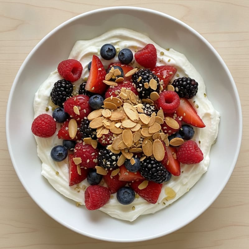 Creamy Greek Yogurt with Mixed Berries and Vanilla Protein
