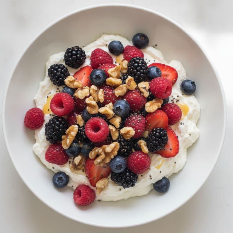 Silky Greek Yogurt Protein Mousse with Mixed Berries