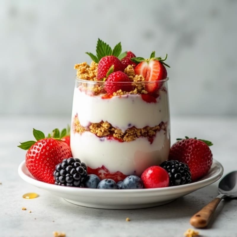 Greek Yogurt Parfait with Protein Granola and Berries