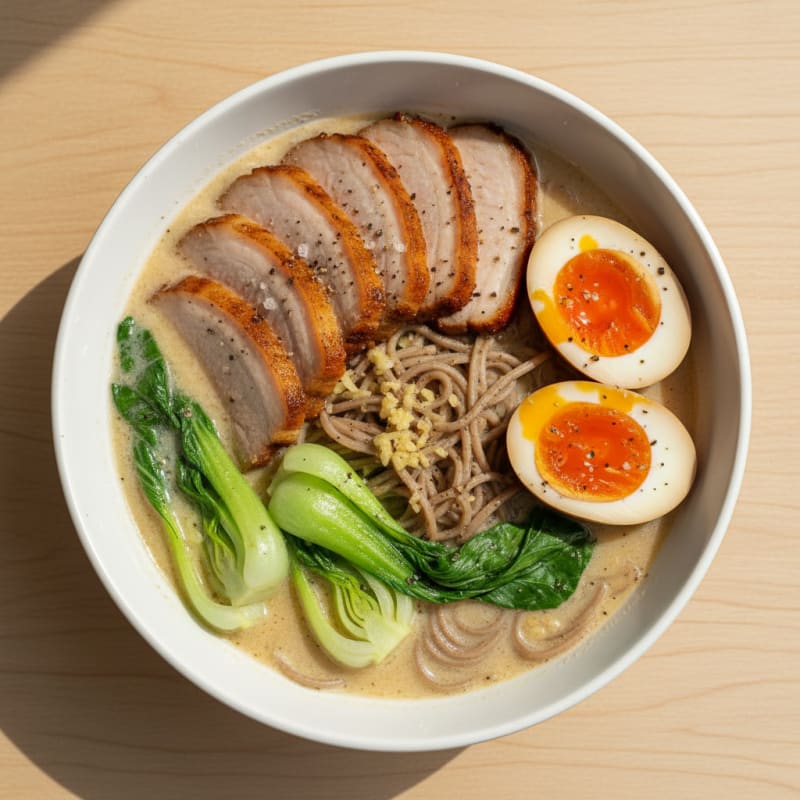 Creamy Pork Ramen with Jammy Eggs