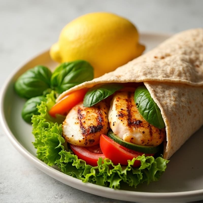 Lemon-Herb Grilled Chicken and Fresh Veggie Whole Wheat Wrap