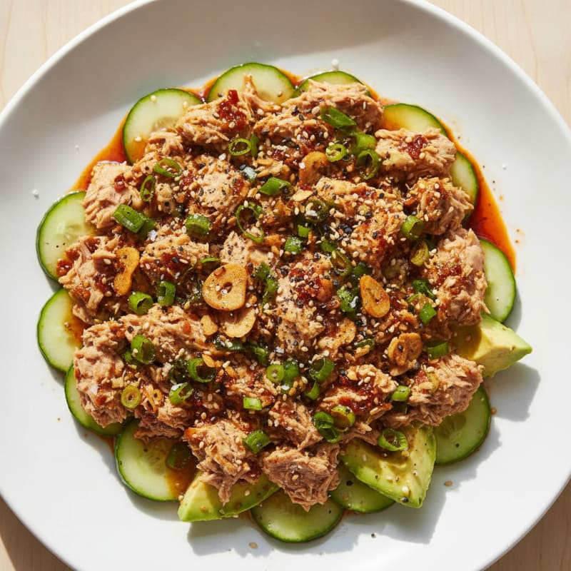 Chili Oil Tuna with Scallions
