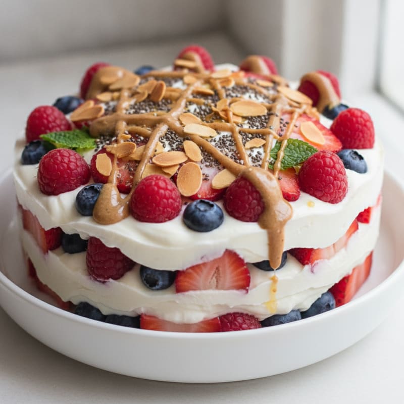 Creamy Greek Yogurt Protein Parfait with Mixed Berries and Almonds