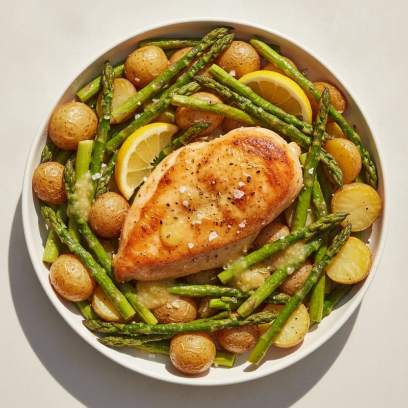 Lemon-Herb Roasted Chicken with Asparagus
