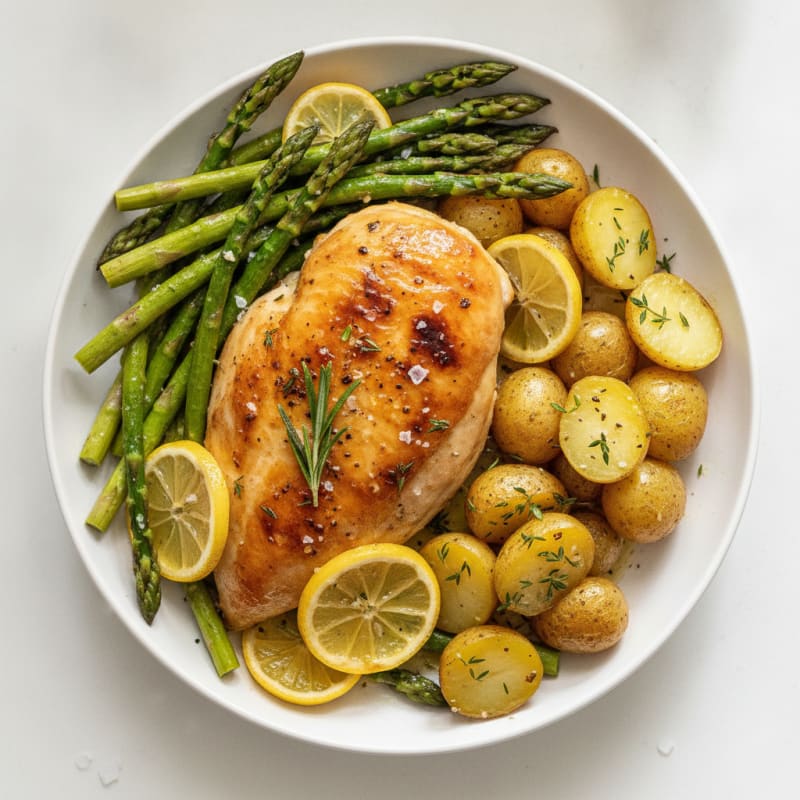 Lemon Herb Roasted Chicken with Asparagus
