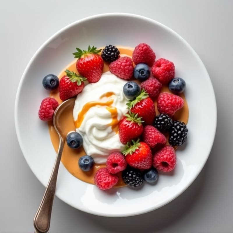 Creamy Greek Yogurt with Protein Powder and Fresh Berries