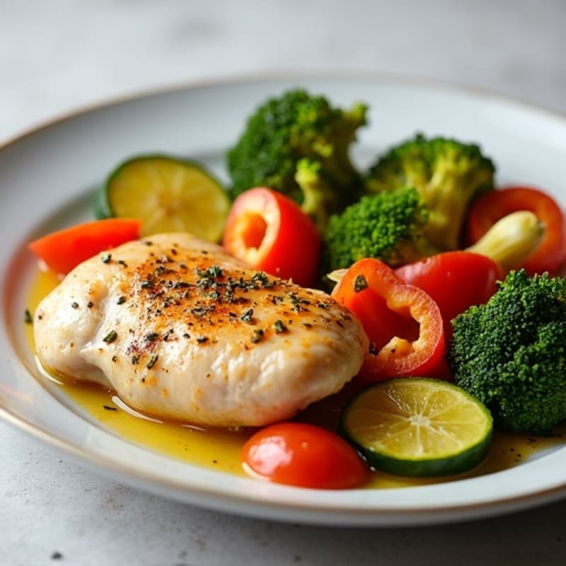 Herb-Roasted Chicken with Lemon Garlic Roasted Vegetables