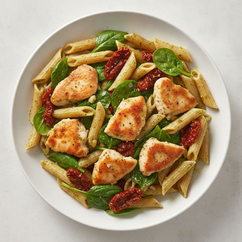 Pesto Chicken with Sun-Dried Tomato Pasta