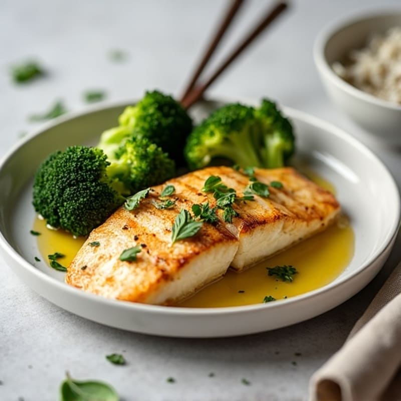 Seared Tilapia with Roasted Broccoli and Garlic