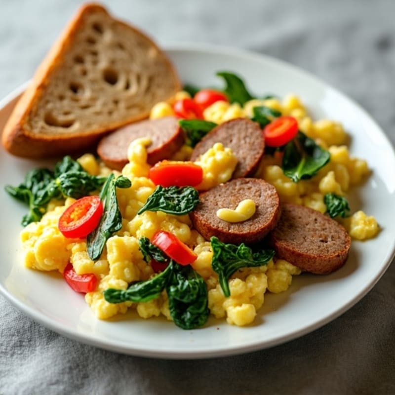 Egg White and Turkey Sausage Scramble with Spinach