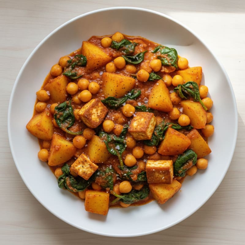 Potato & Chickpea Masala with Spinach
