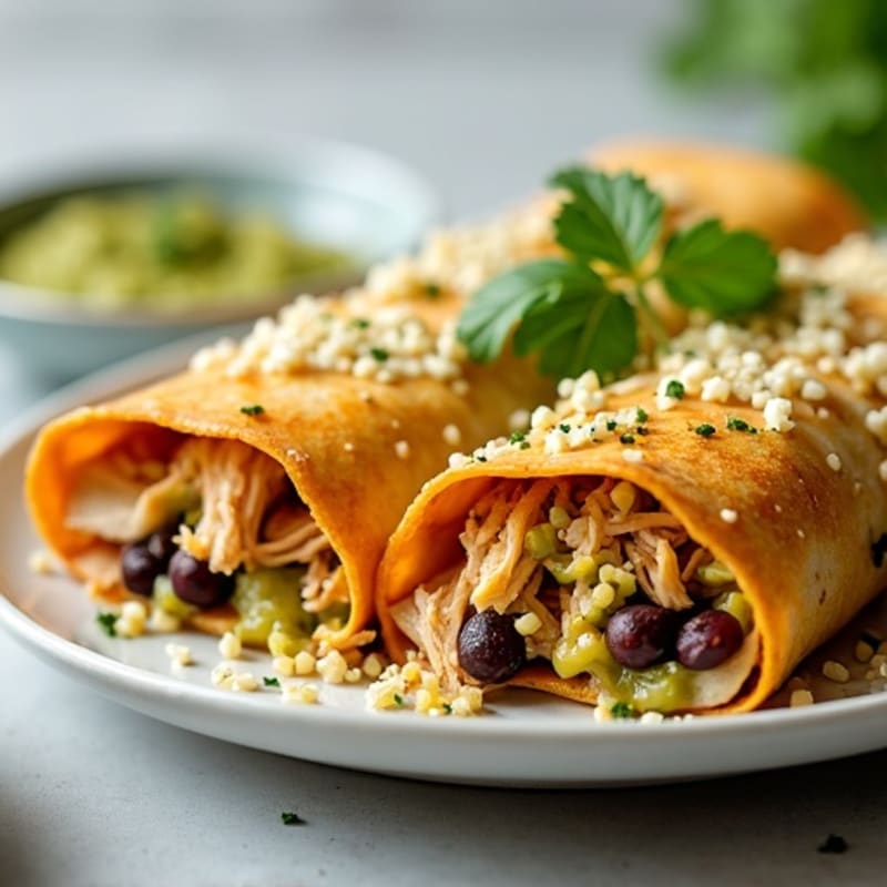 Salsa Verde Shredded Chicken Enchiladas