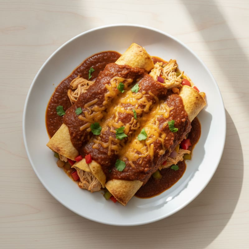 Chicken Enchiladas with Ancho Chili Sauce
