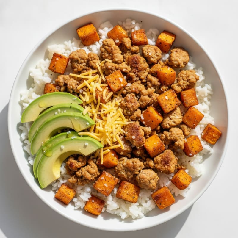 Ground Turkey and Sweet Potato Rice Bowl