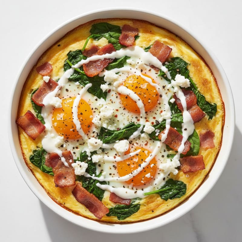 Golden Baked Eggs with Smoky Bacon