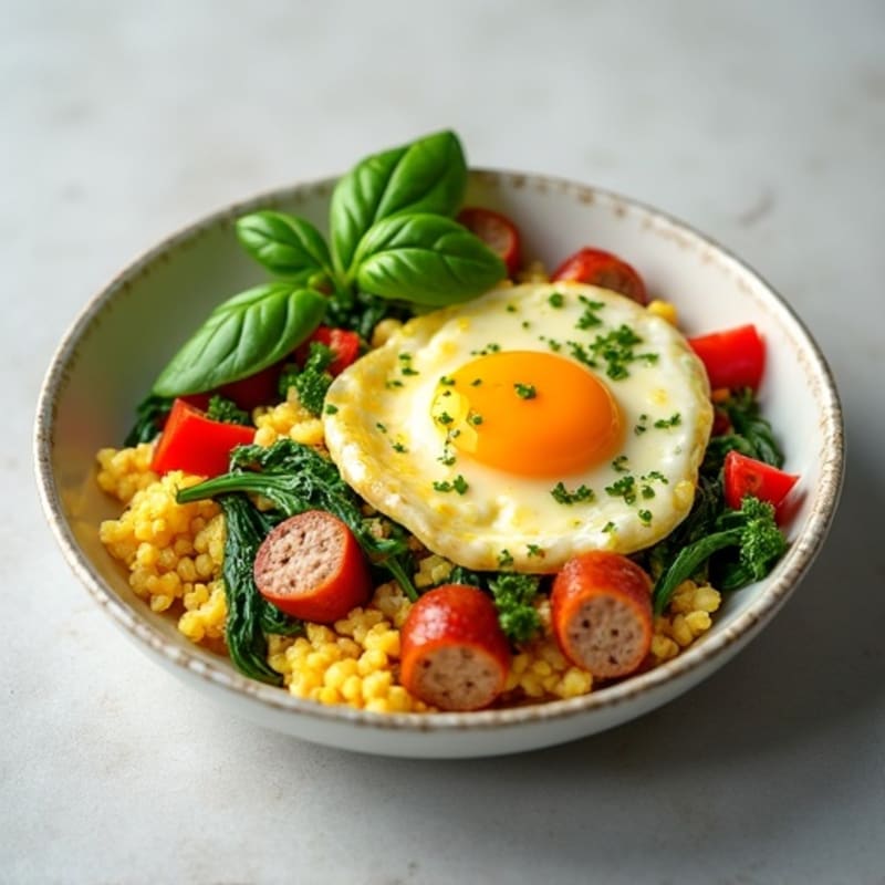 Egg White and Turkey Sausage Scramble with Spinach