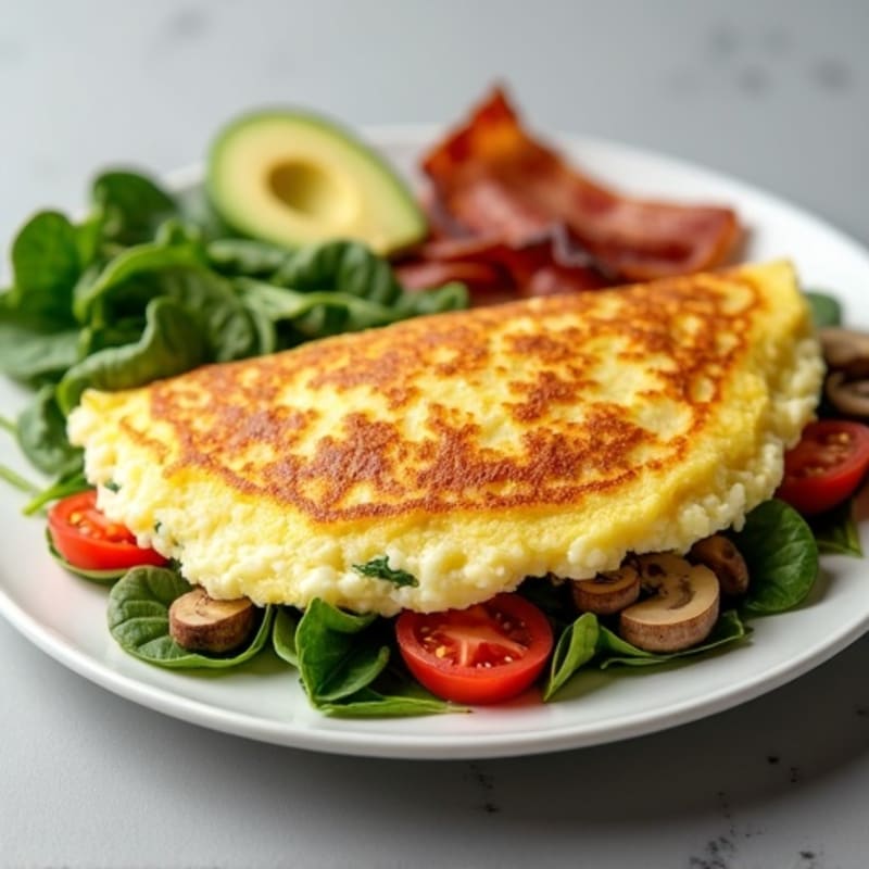 Egg White Veggie Omelette with Turkey Bacon