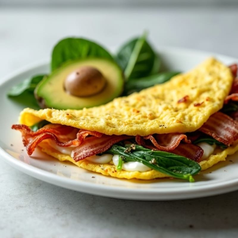 Egg White Omelet with Spinach and Turkey Bacon