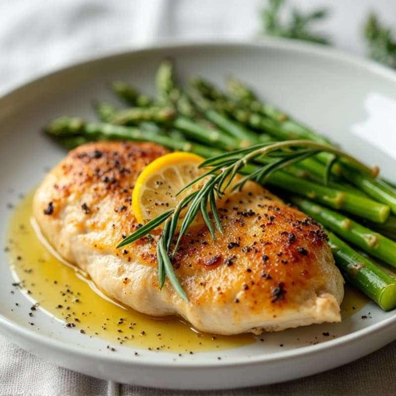 Lemon Herb Roasted Chicken with Crispy Asparagus