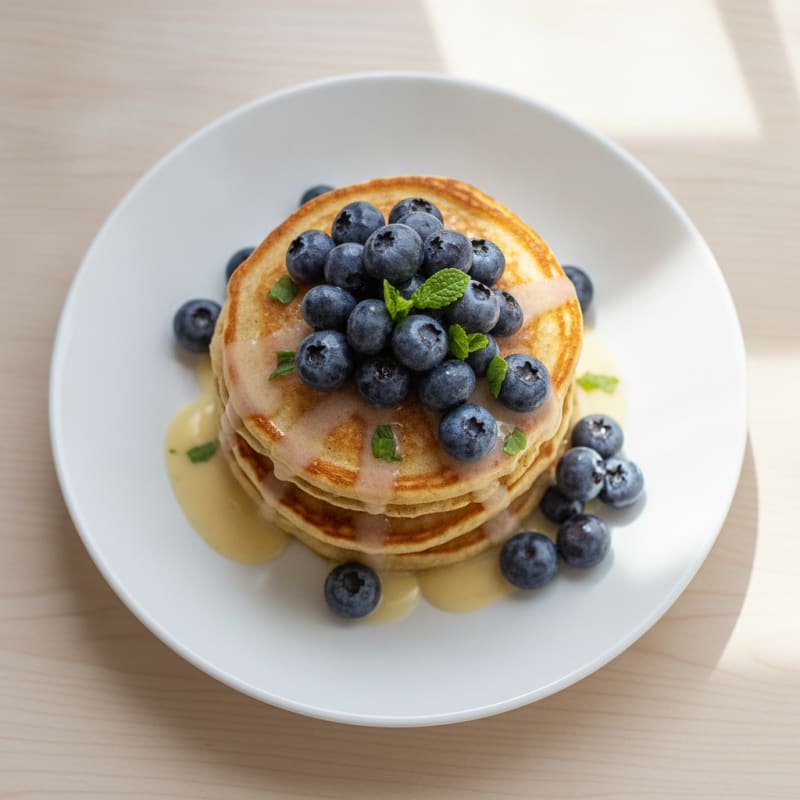 Vegan Almond Flour Protein Pancakes with Berries