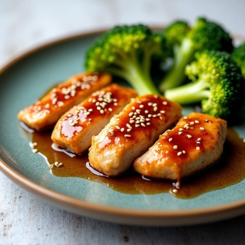 Sticky Ginger-Garlic Glazed Chicken with Sesame Broccoli