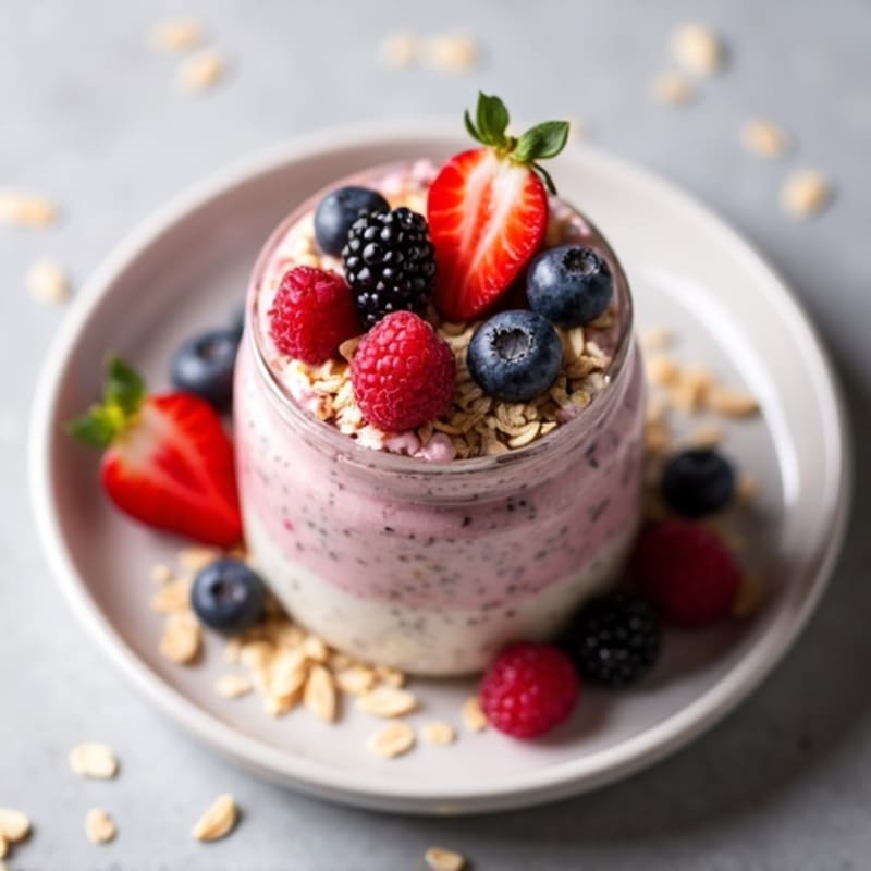 Vanilla-Berry Protein Overnight Oats