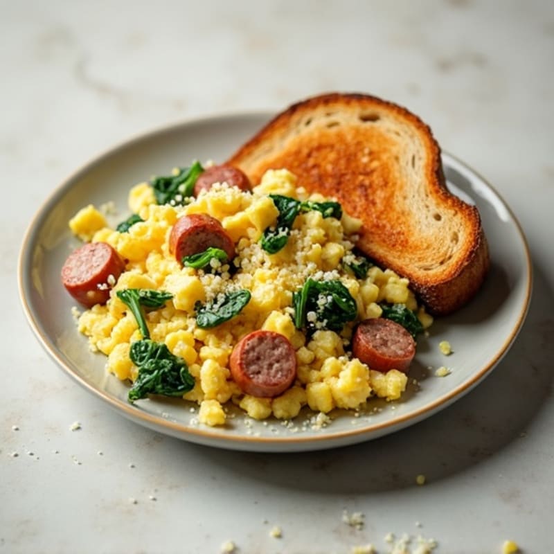 Egg White and Turkey Sausage Scramble with Spinach
