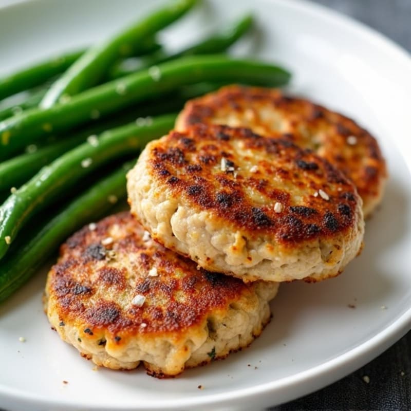 Seared Turkey Patties with Steamed Green Beans