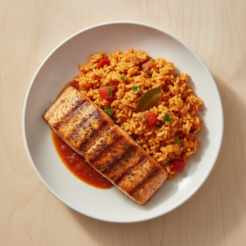 Grilled Salmon with Jollof Rice