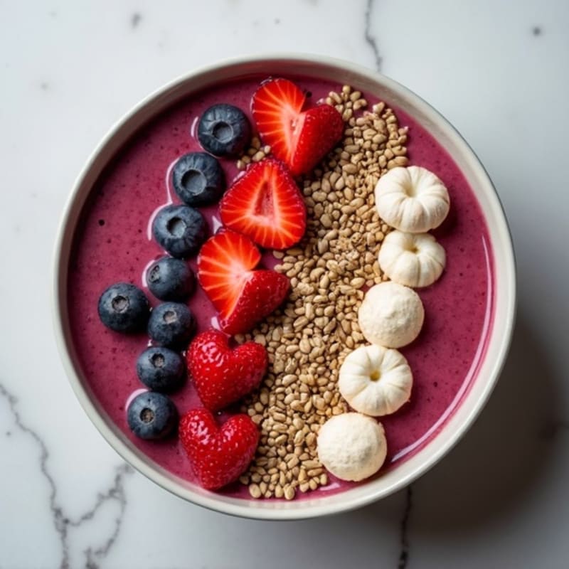 Silky Tofu Protein Smoothie Bowl with Hemp Seeds and Berries