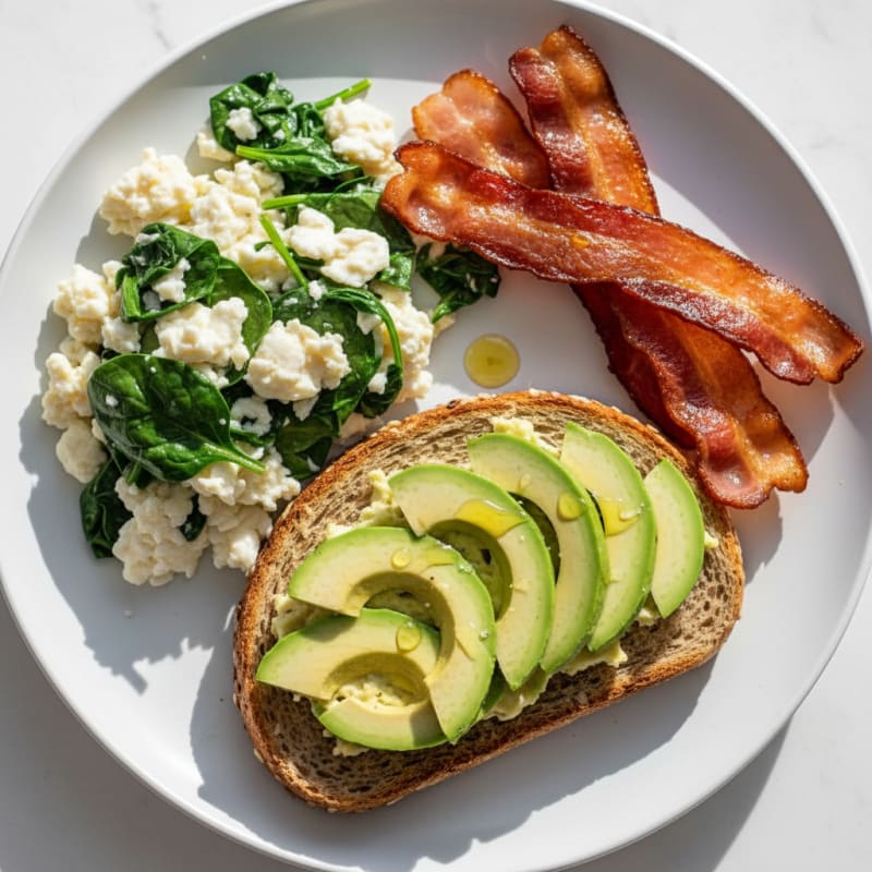 Crispy Turkey Bacon and Egg White Scramble with Spinach