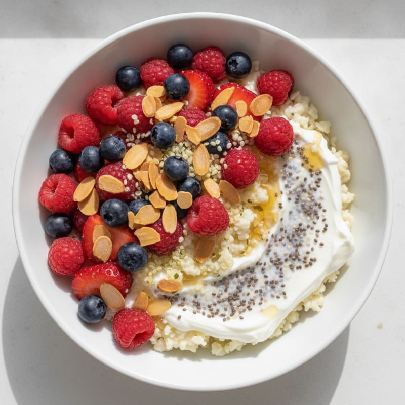 Creamy Greek Yogurt Bowl with Mixed Berries and Chia Seeds