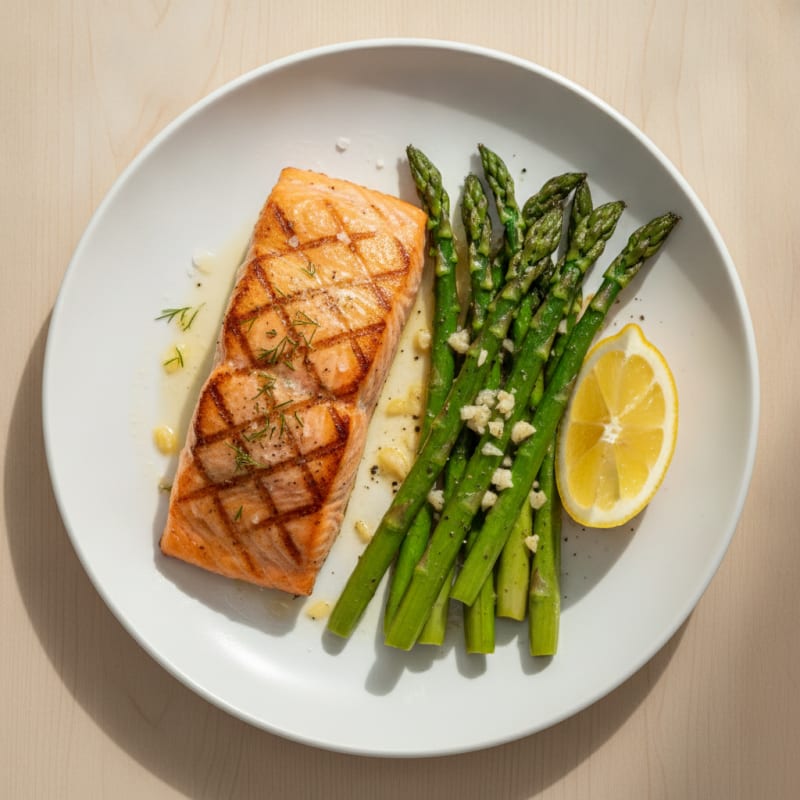 Pan-Seared Salmon with Roasted Asparagus