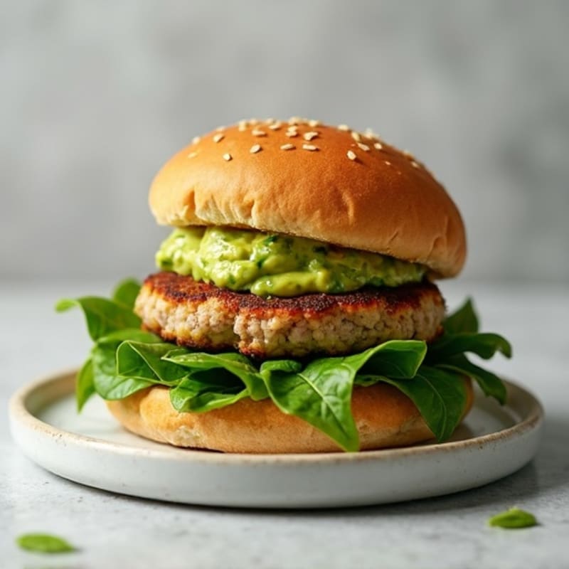 Lean Turkey Spinach Burger with Avocado Spread