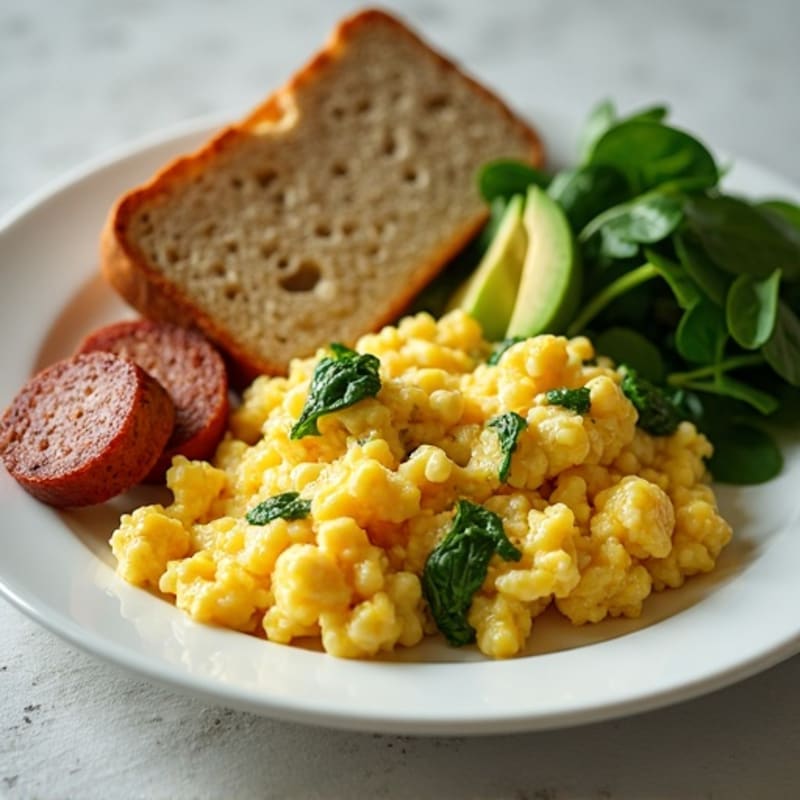 Egg White and Turkey Sausage Scramble with Spinach