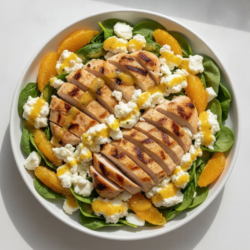 Grilled Chicken and Egg Salad with Spinach and Citrus Vinaigrette