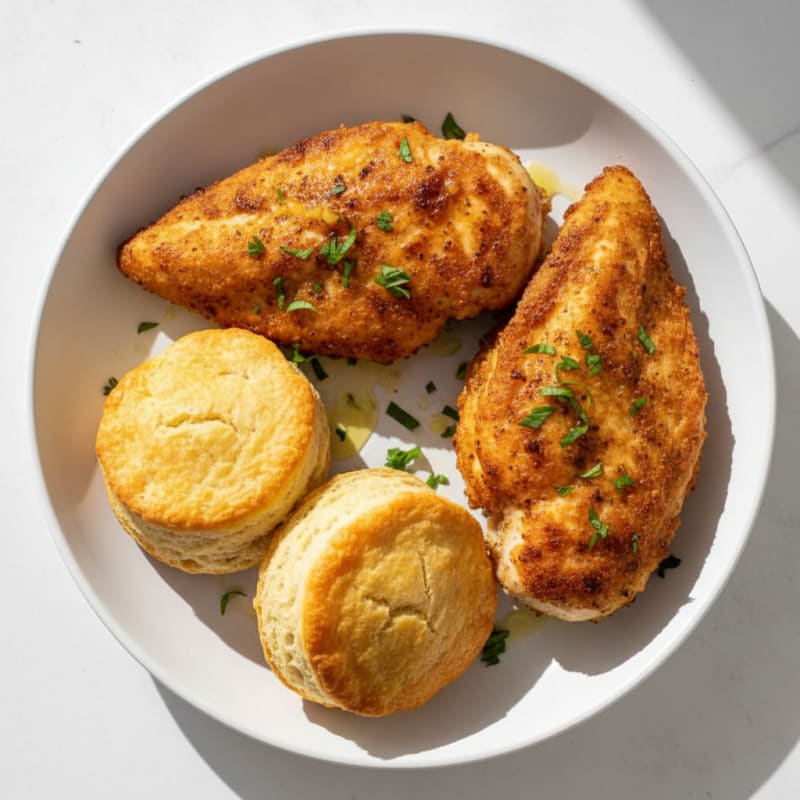 Crispy Buttermilk Fried Chicken with Tender Biscuits