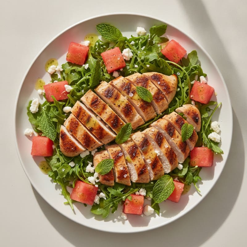 Watermelon Feta Mint Salad with Grilled Chicken