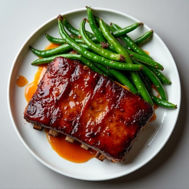 Tender Smoked BBQ Ribs with Roasted Green Beans