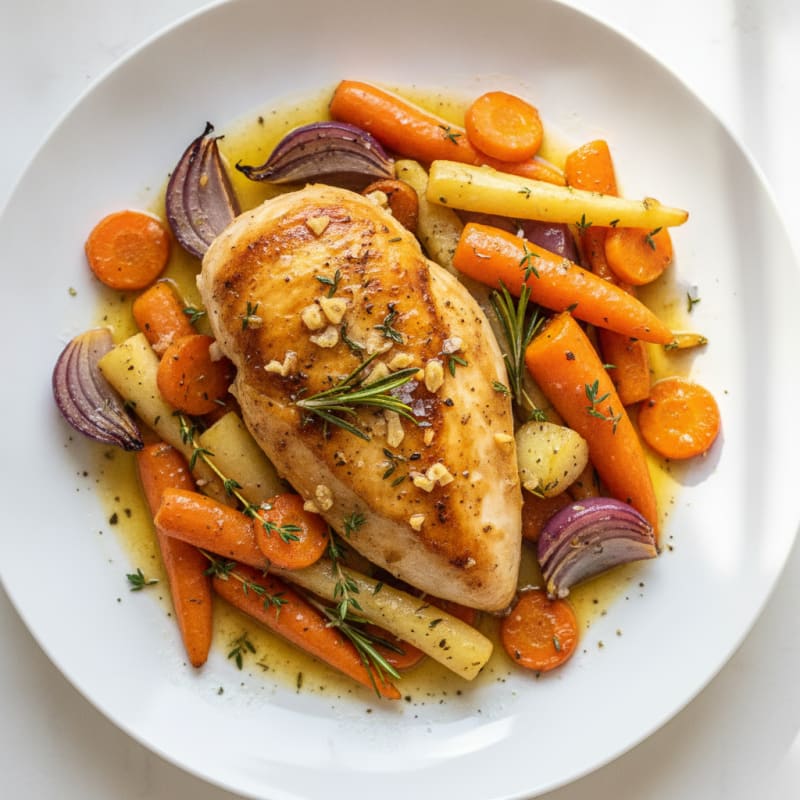 Garlic Herb Roasted Chicken with Root Vegetables