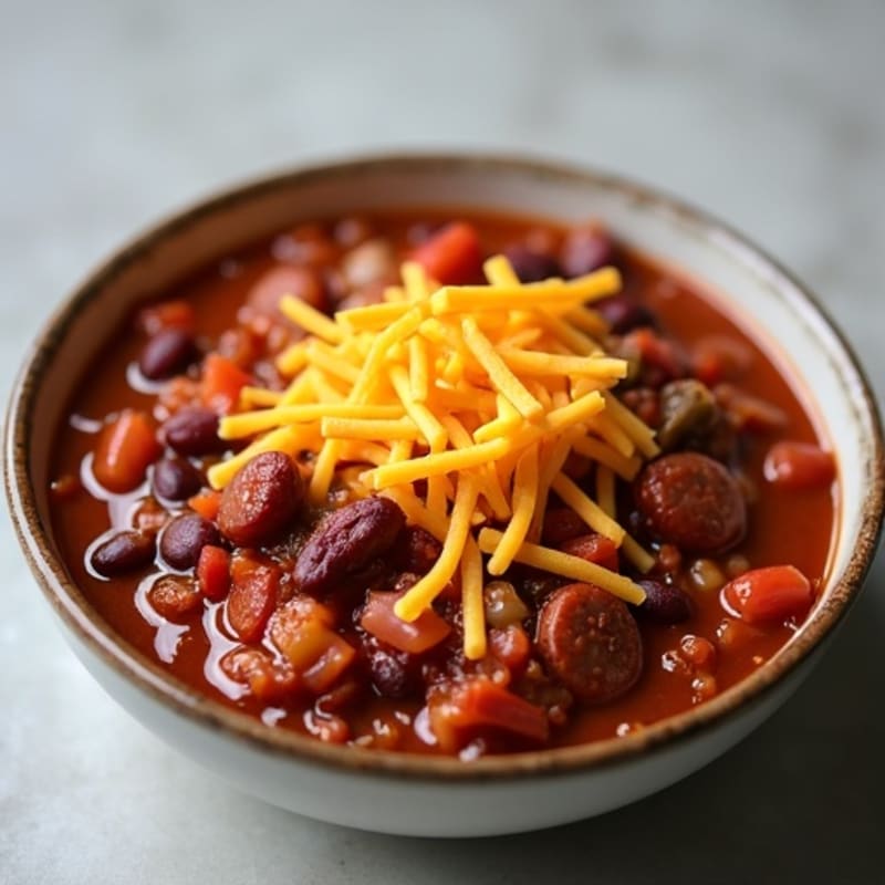 Hearty Lean Turkey Sausage Chili with Sharp Cheddar