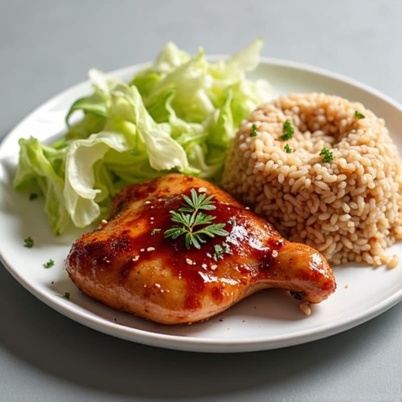 Roasted Teriyaki Chicken with Crispy Cabbage and Brown Rice