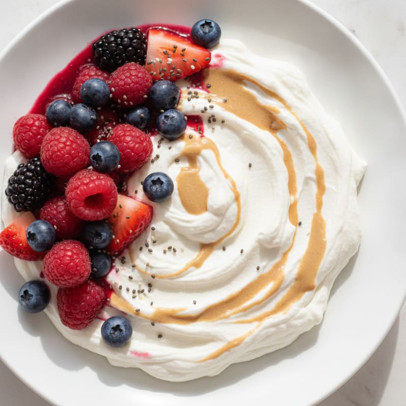 Greek Yogurt Protein Mousse with Mixed Berries