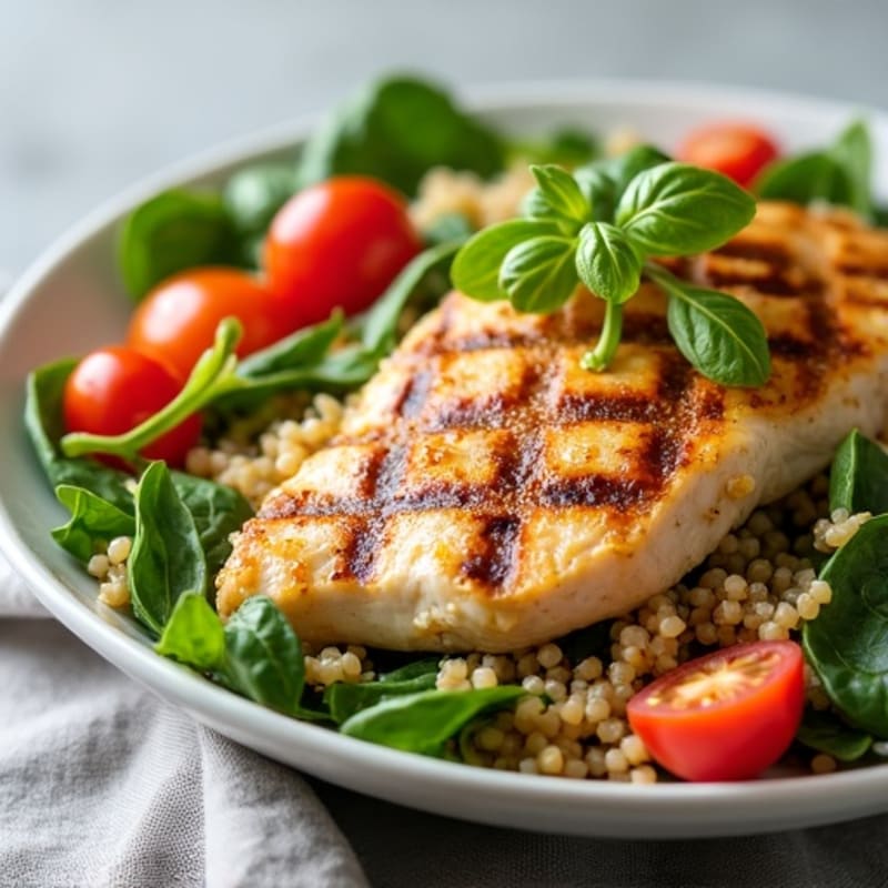 Grilled Chicken and Quinoa Salad with Spinach