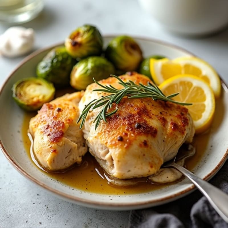 Lemon-Herb Roasted Chicken with Crispy Brussels Sprouts